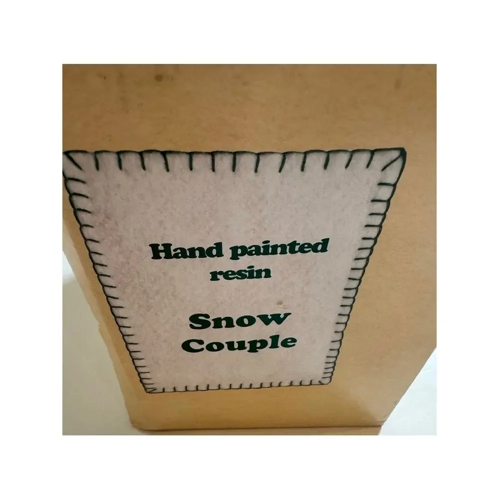 00s Vtg Resin Snow Couple Hand Painted Large Figurine 11x8